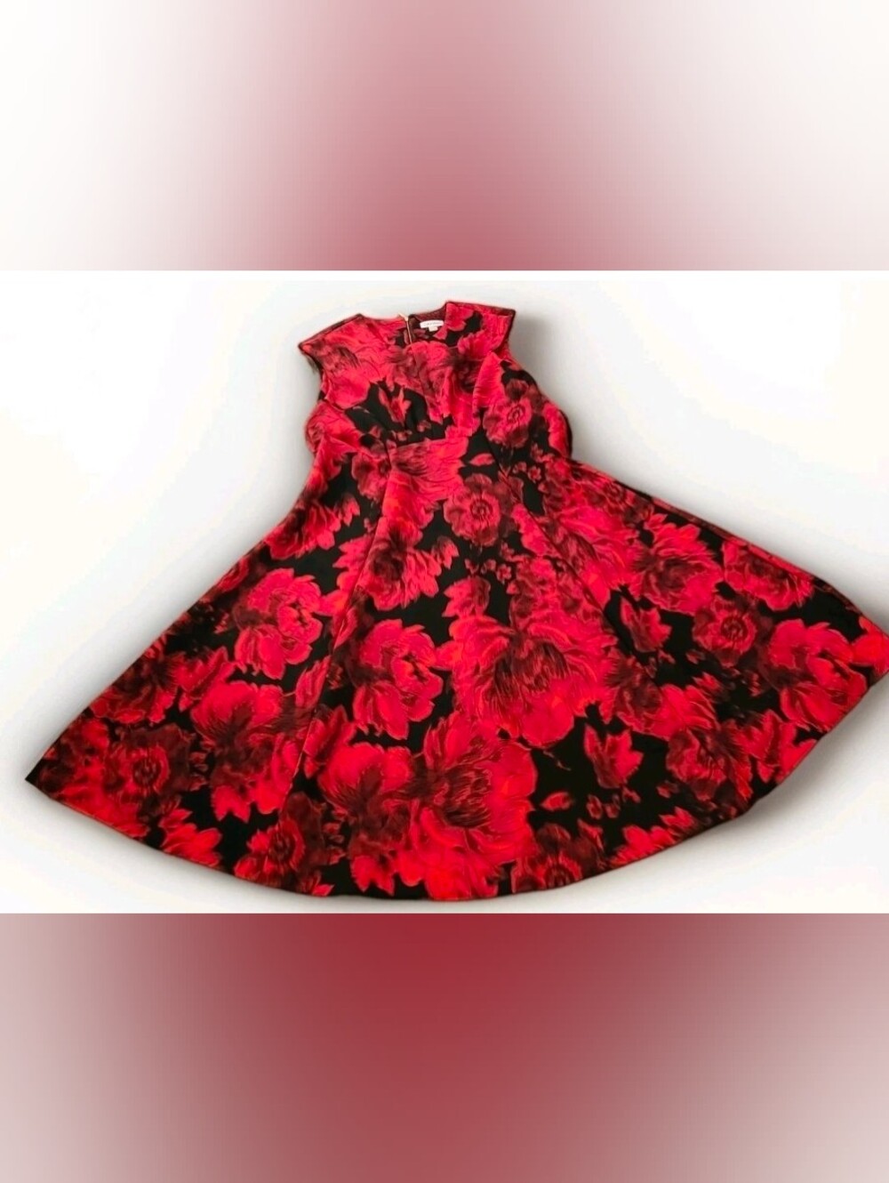 Calvin Klein Floral Print Scuba Crepe Round Neck Sleeveless Dress Size 16
